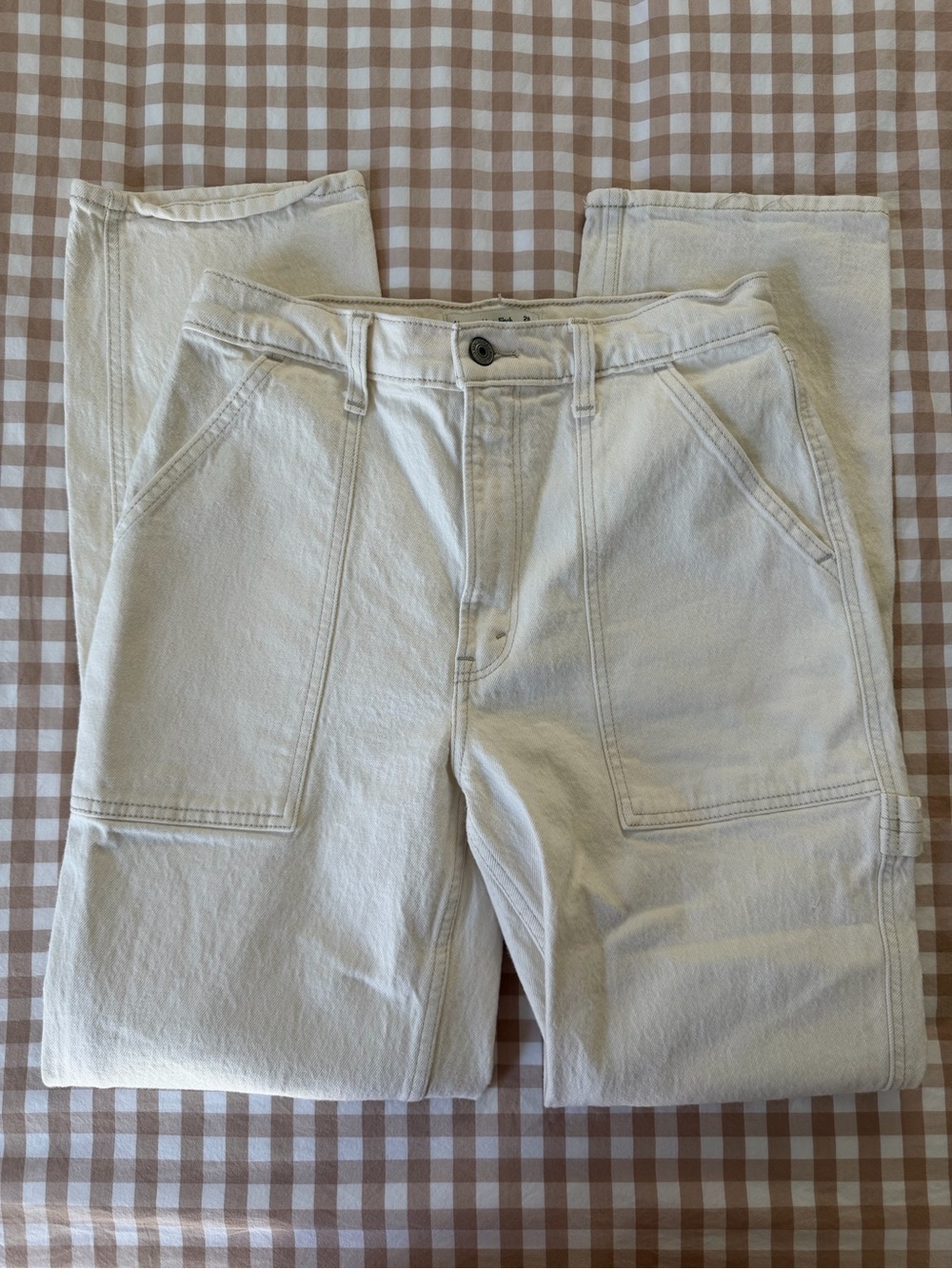 Abercrombie 90s Straight Ultra High Rise Cream Utility Jeans